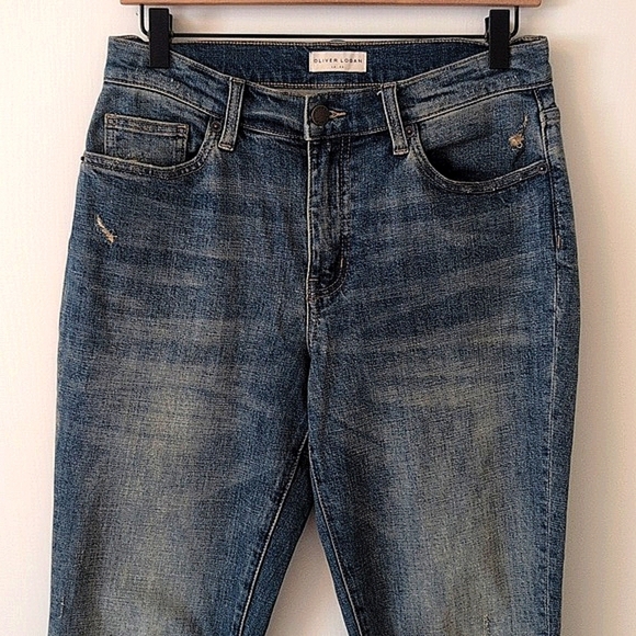 Oliver Logan Womens 26 Ankle Cropped Straight Leg Denim Jeans Boho Western - Picture 3 of 7